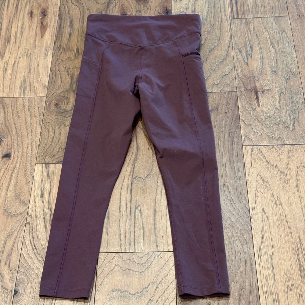 Smartwool Womens Merino Sport Fleece Lined Leggings Burgundy Plum Small Pocket - Picture 5 of 6